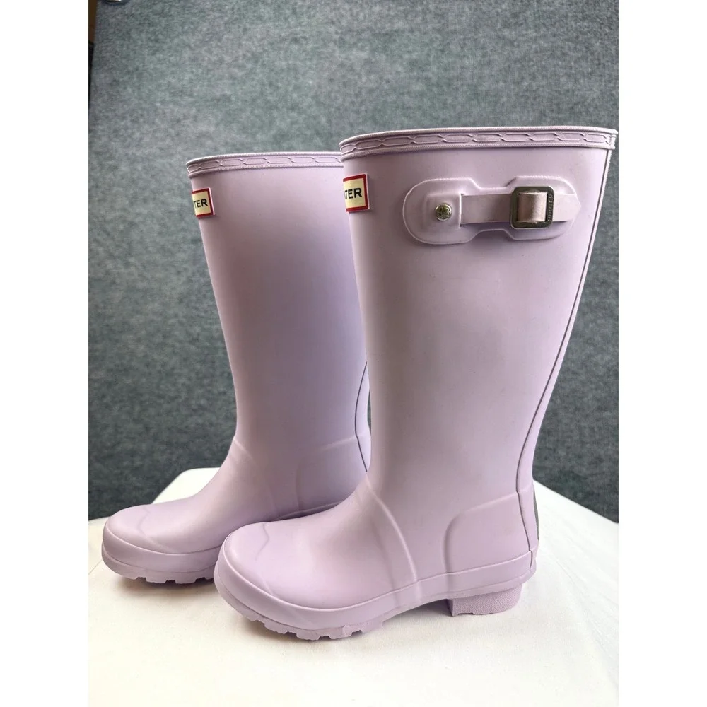 Hunter Orig Tall Rain Boots Lavender Pastel Purple Waterproof Girls Sz 2 Lit Kid